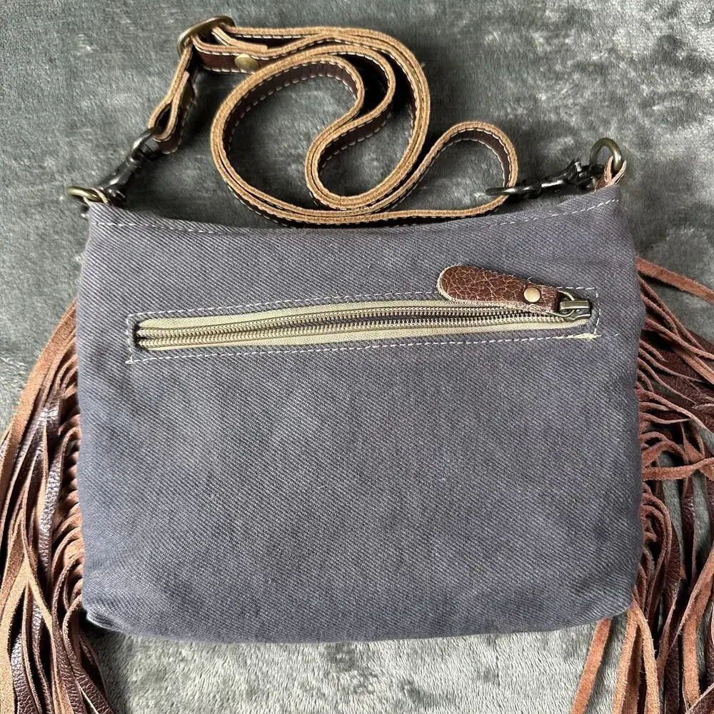 Myra Bag Crossbody Fringe Tooled leather Small